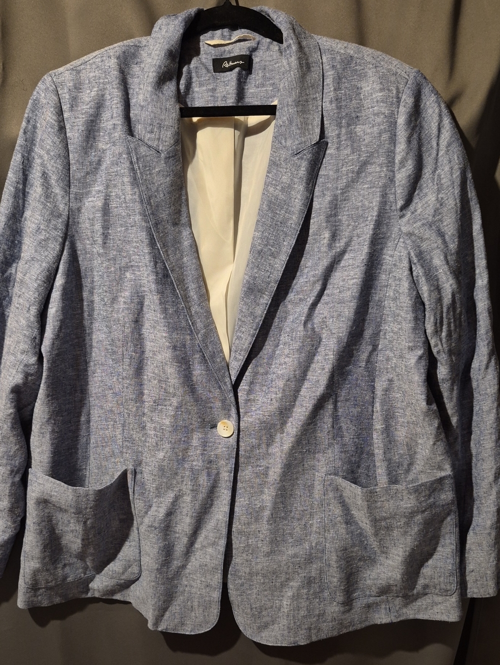 Reitmans Light Blue Single-Button Linen-Blend Blazer